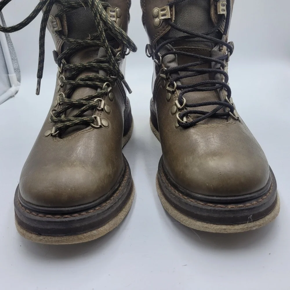 Simms Mens Leather Wading Boots Brown Felt Sole‎ Fly Fishing Size 8 Gorpcore